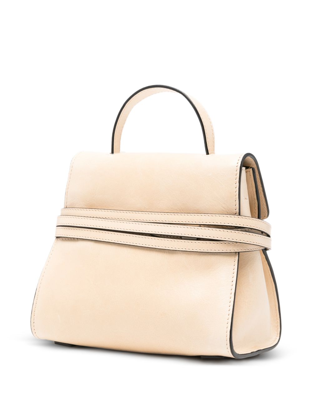 Beige Top Handle Detachable Shoulder Strap Bag