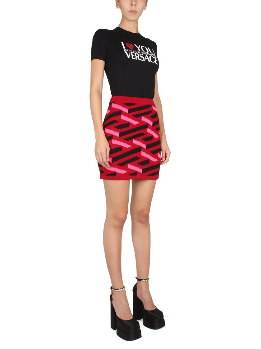Geometric Pattern Knit Skirt