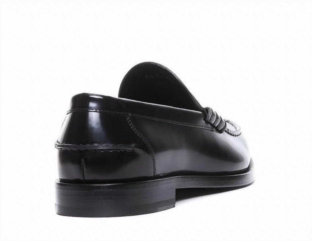Polished Black Cowhide Leather Loafers