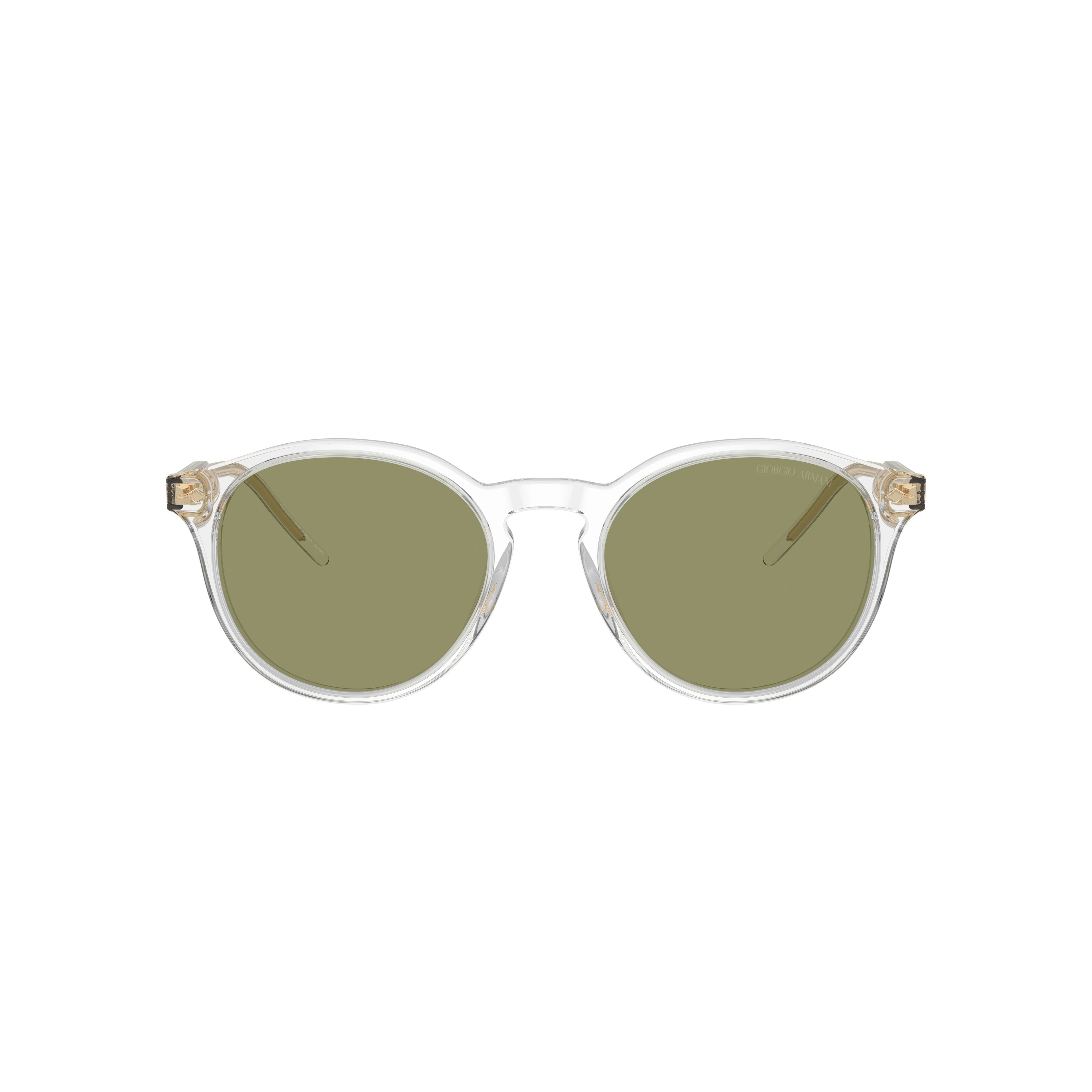 0ar8211 Round Clear Acetate Sunglasses with Golden Accents