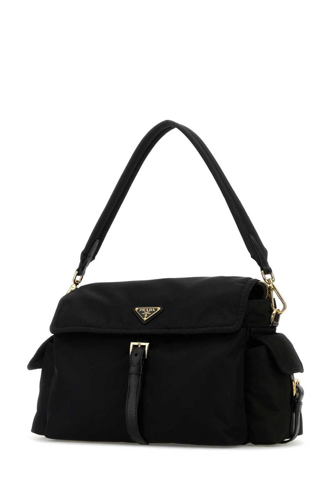 Nappa Leather Tote Bag with Flap Closure and Gold-tone Accents