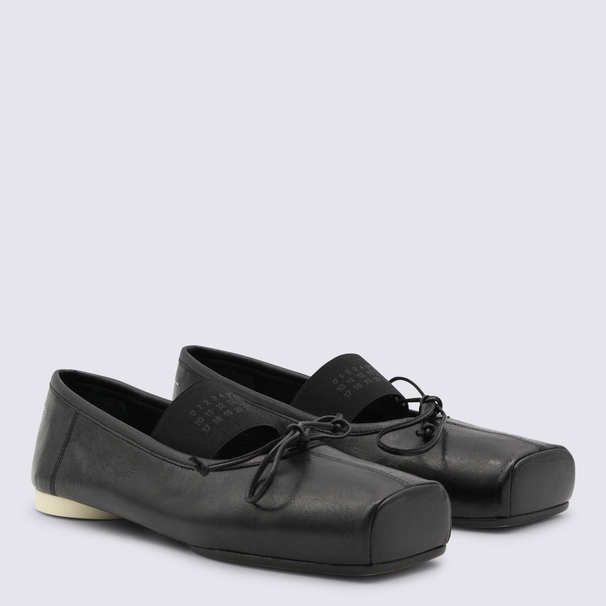Black Leather Flats