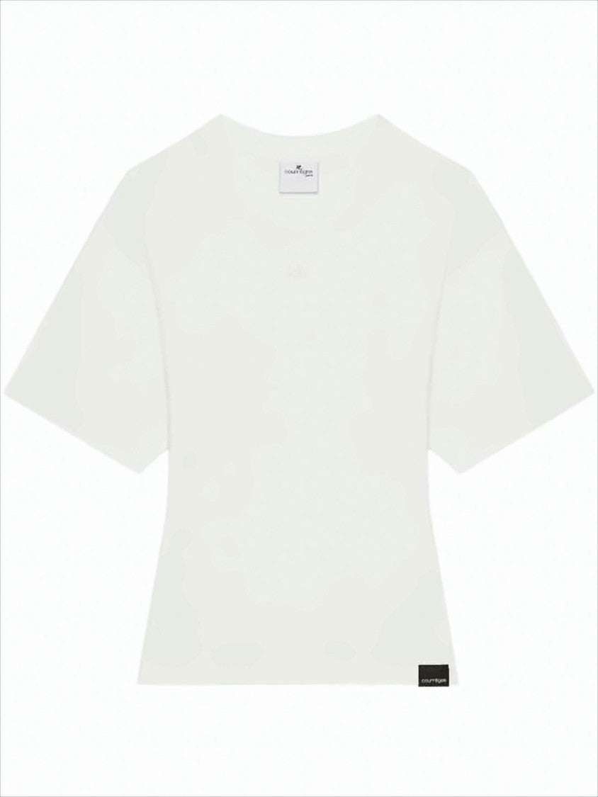 Short-Sleeved Fitted Top with Boxy Silhouette
