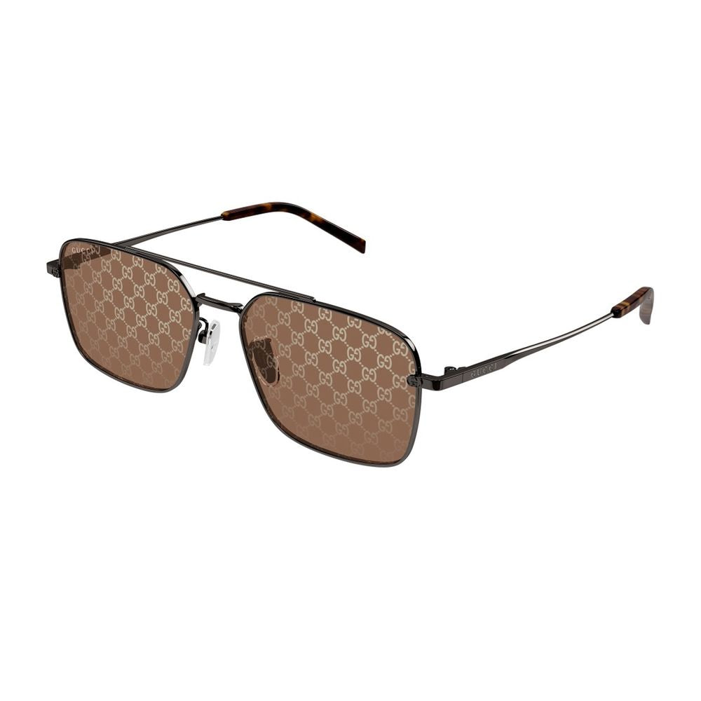 Gg1957Sa Institutional Logo Line Caravan-Shape Gunmetal Sunglasses