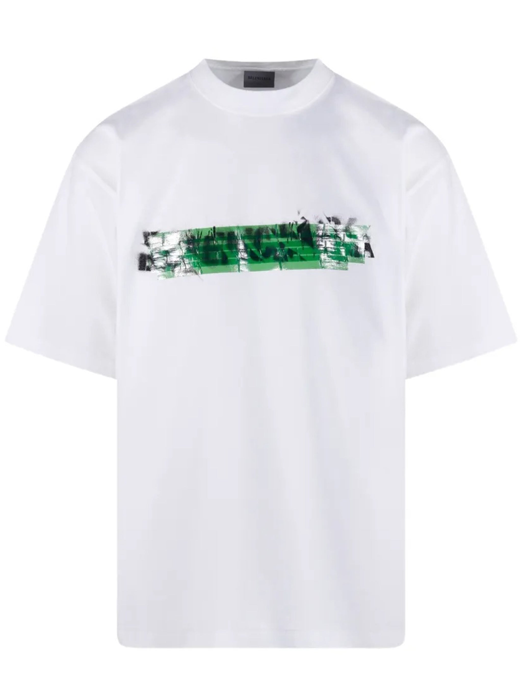 White Medium Fit Abstract Cotton T-Shirt
