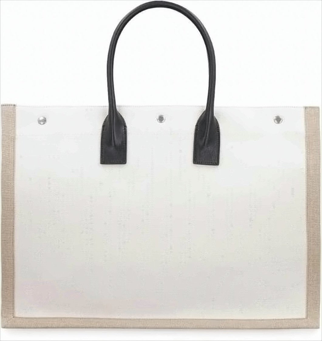 Spacious Rectangle Tote Bag with Leather Handles