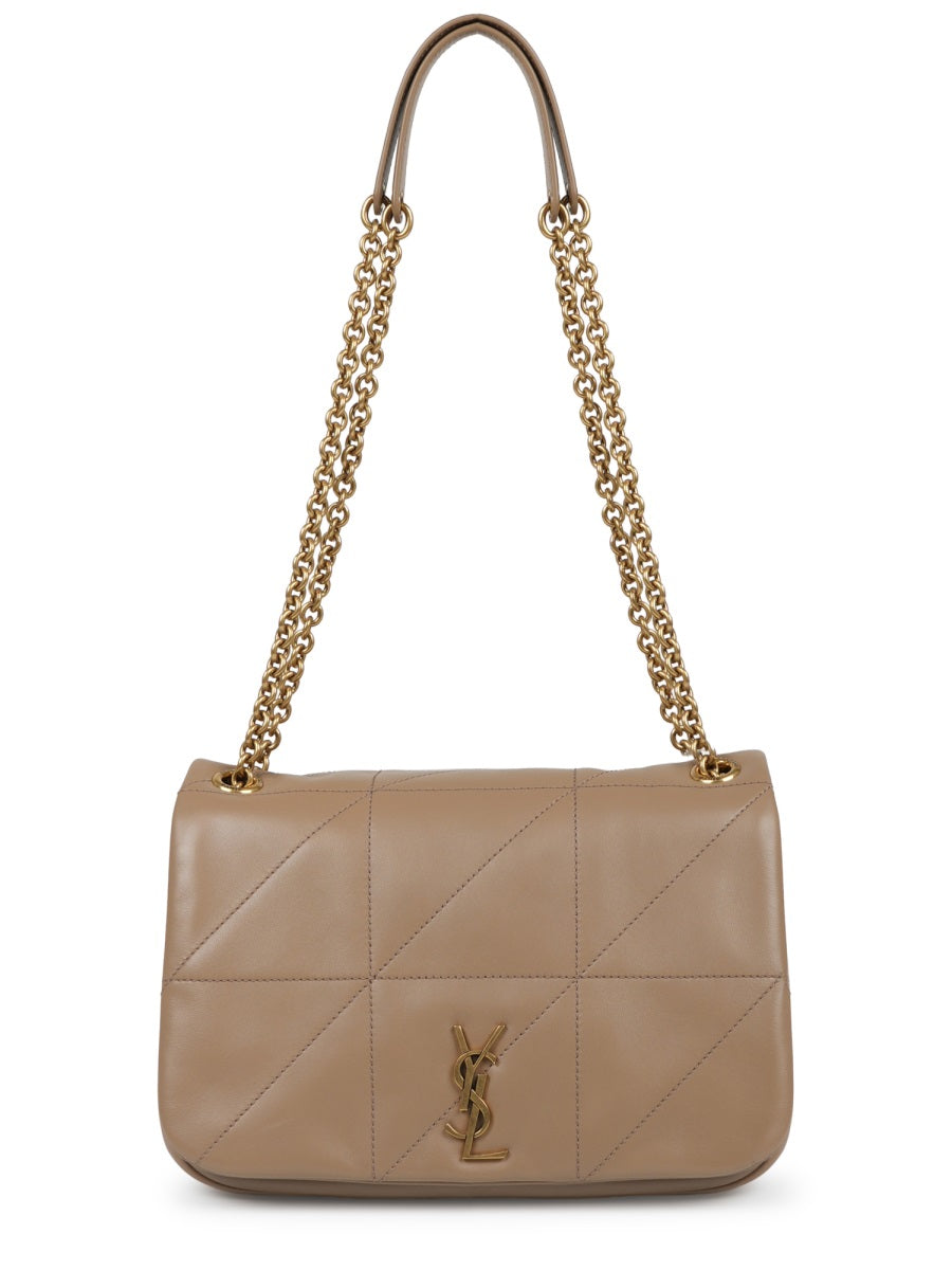 Structured Beige Leather Shoulder Bag