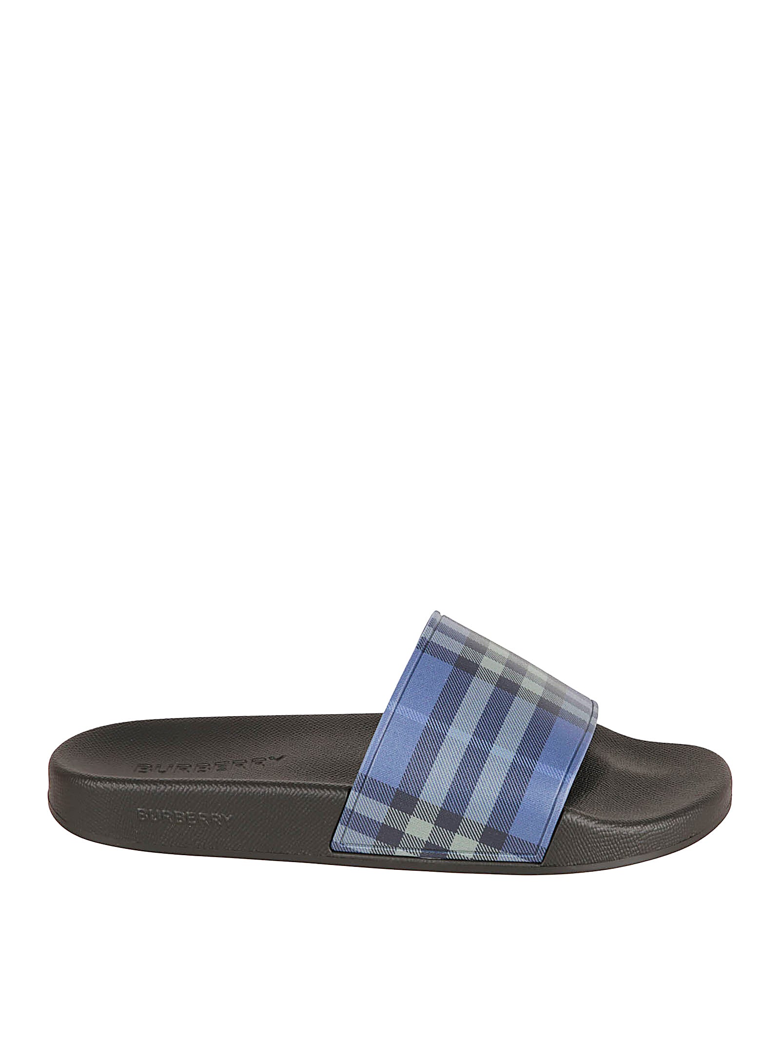 Slide Sandals with Check Pattern