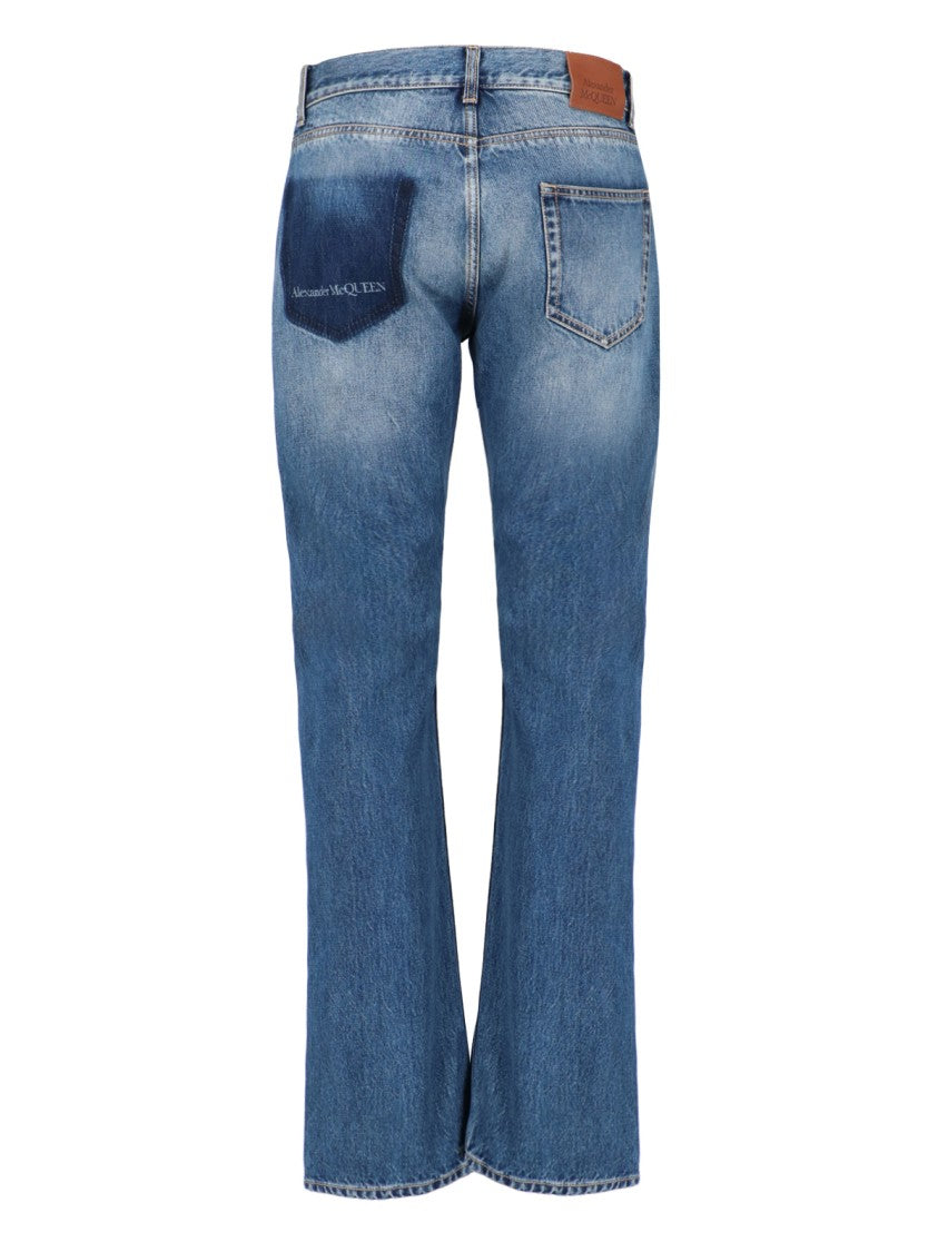 Straight Jeans In Blue Denim Worn Wash