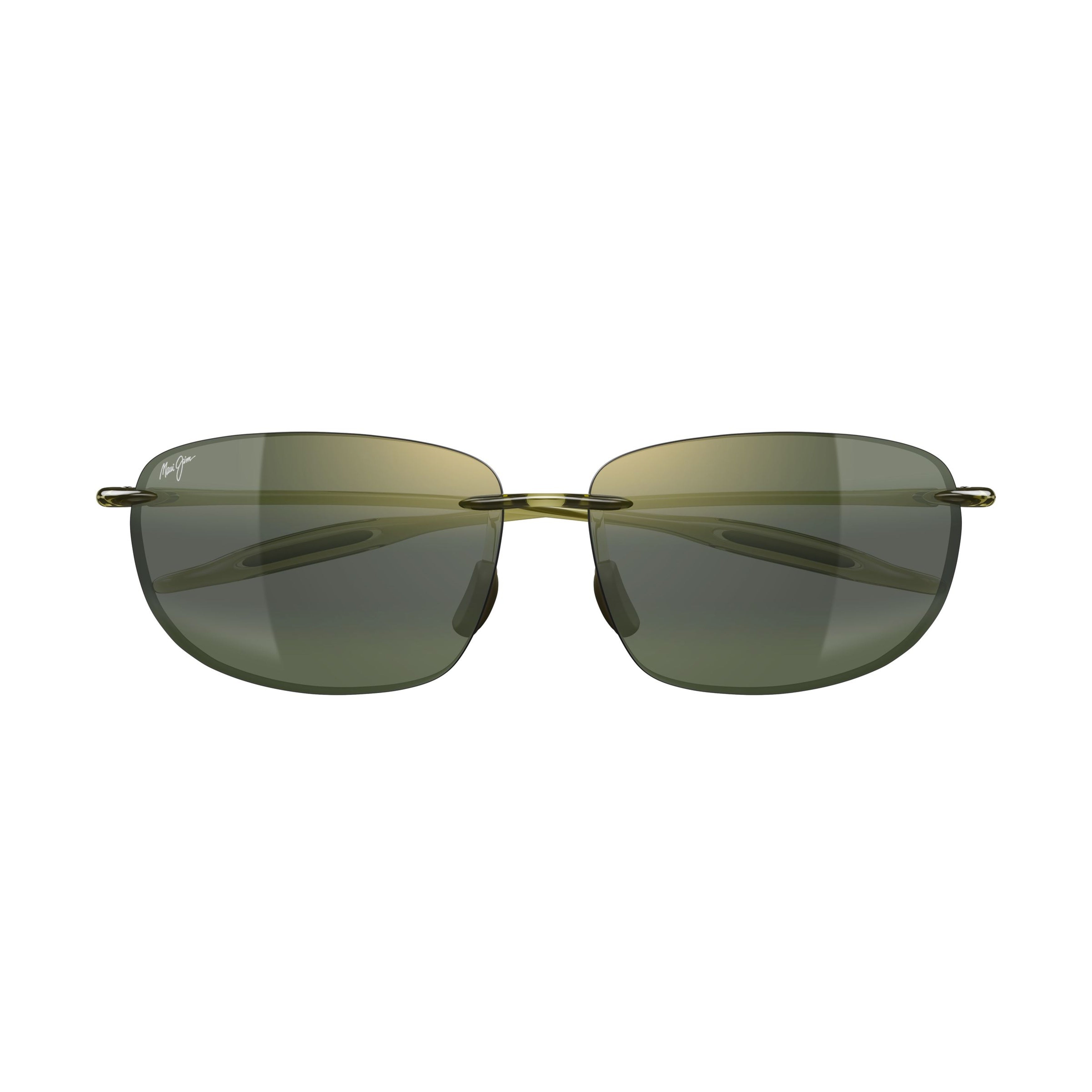 Breakwall Rimless Sunglasses with Rectangular Lenses and Olive-Green Accents
