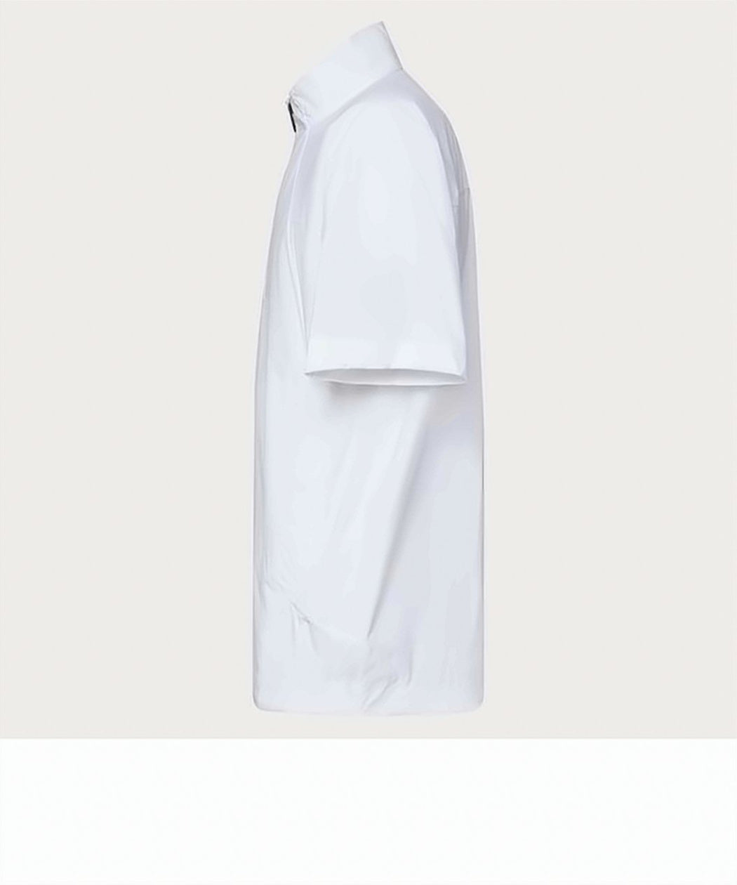 High-Collared White Zippered Tee With Minimalist Design