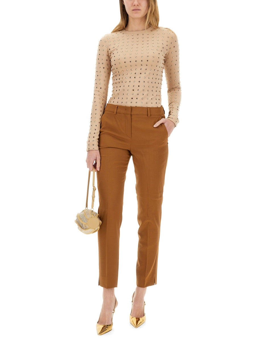 Fitted Crystal-Embellished Long-Sleeve Top