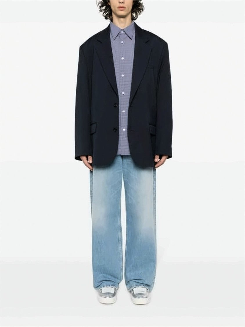 Wide-Leg Denim Pants with Classic Five-Pocket Design