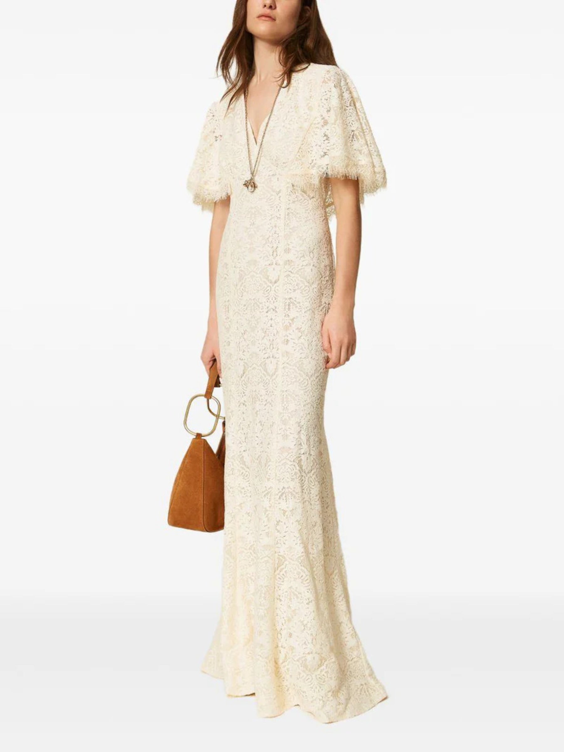 Lace Maxi Dress with Floral Pattern