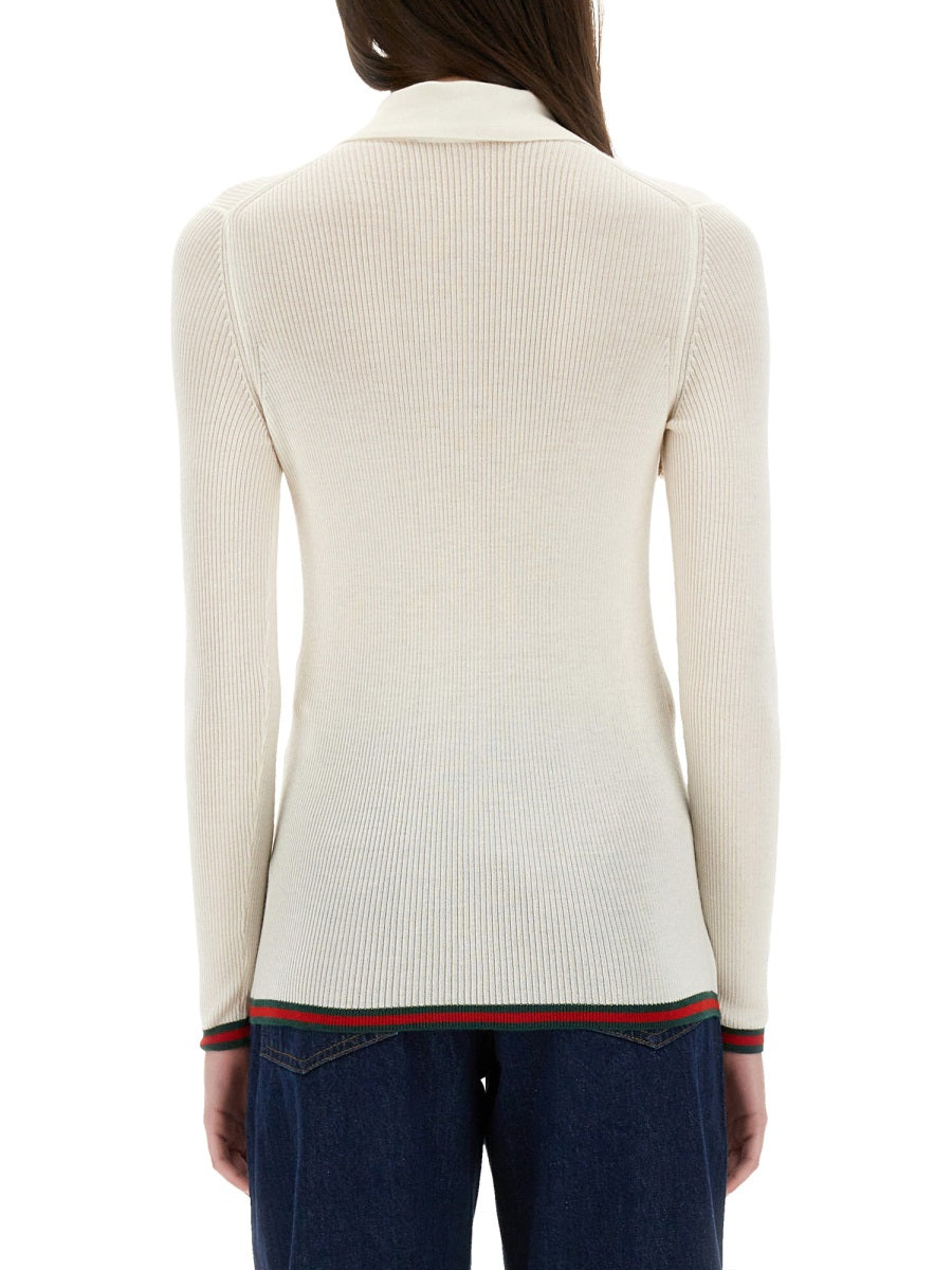 Cashmere and Silk Polo Shirt with Classic Collar