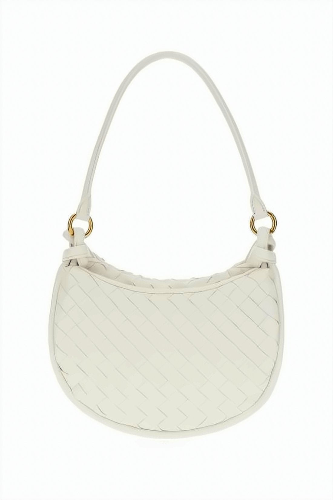 Curved White Lambskin Shoulder Bag
