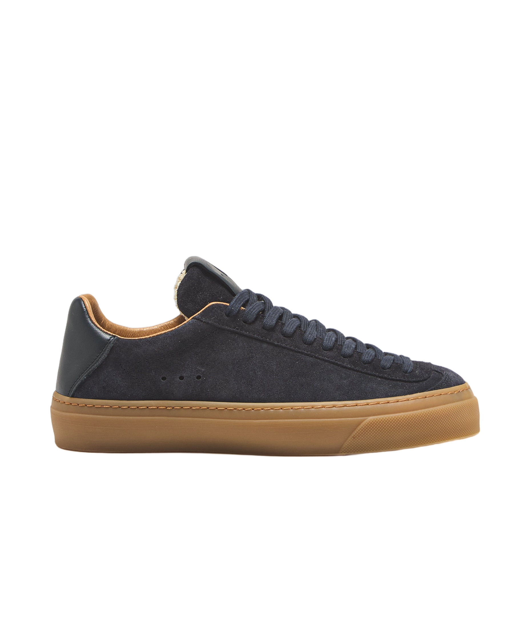 Navy Sneakers With Suede And Leather Craftsmanship