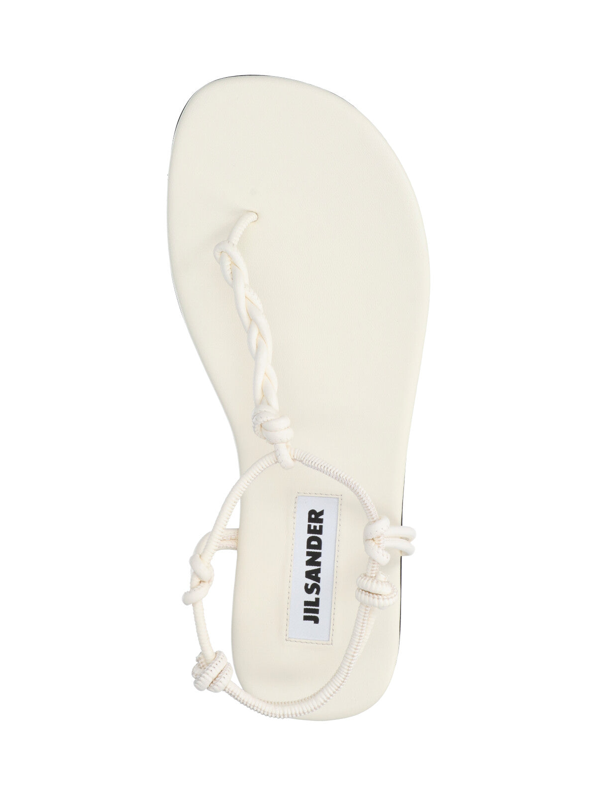 White Tangle Braided Leather Thong Sandals