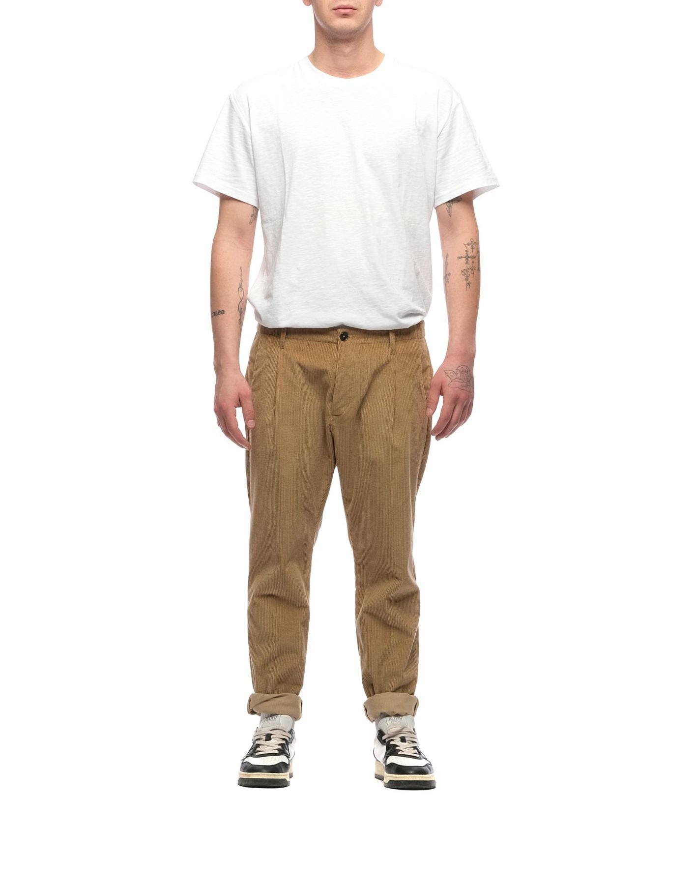 Straight-Leg Corduroy Trousers With Button Fastening