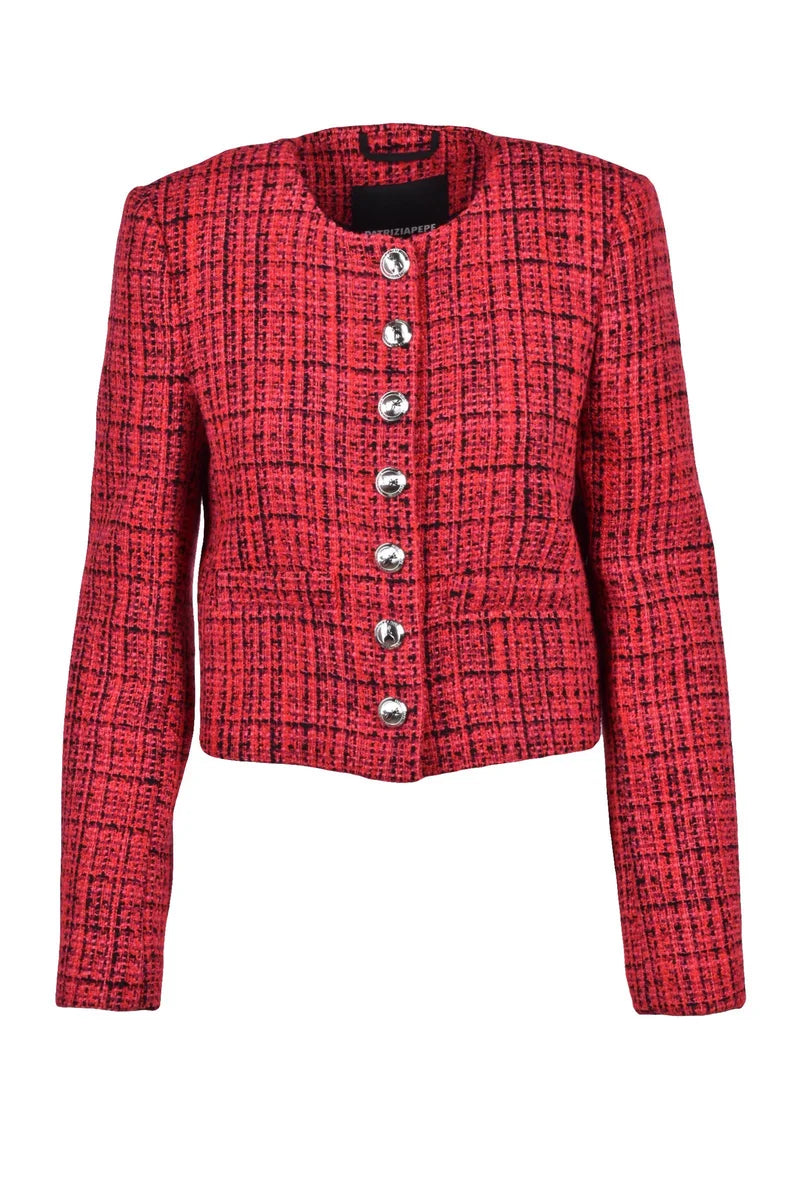 Bouclé Jacket - Red/Black