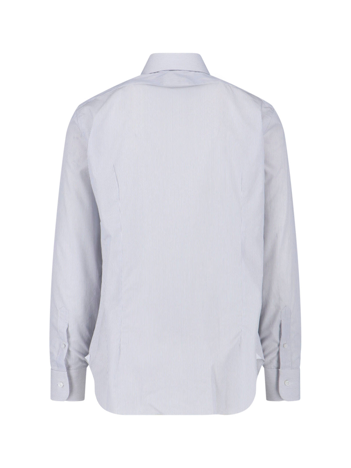 White Striped Cotton Classic Collar Shirt