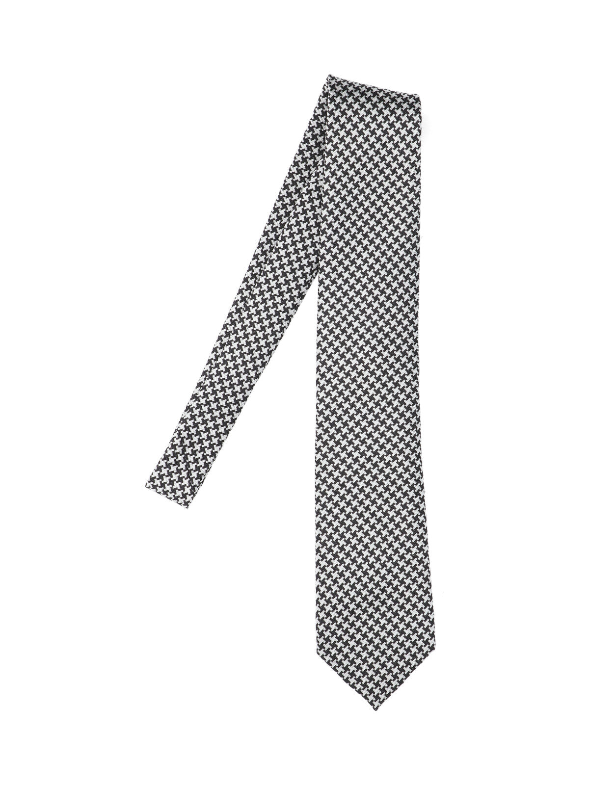 Houndstooth Pattern Necktie With Textured Fabric