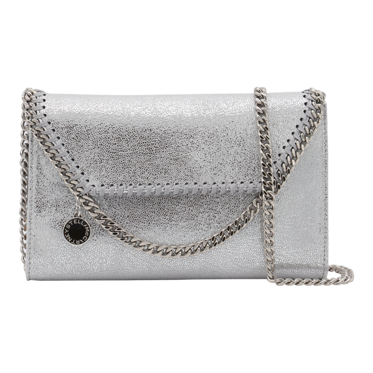 Elegant Silver Rectangular Bag with Whipstitch Detail
