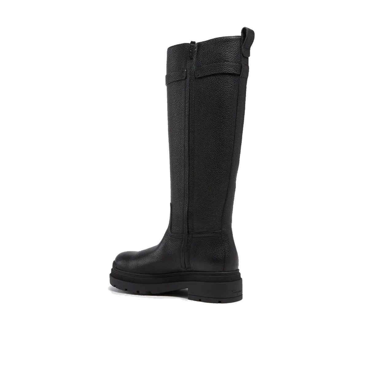 Textured Leather Ankle Boots With Side Zip Closure And Silver-Tone Hardware