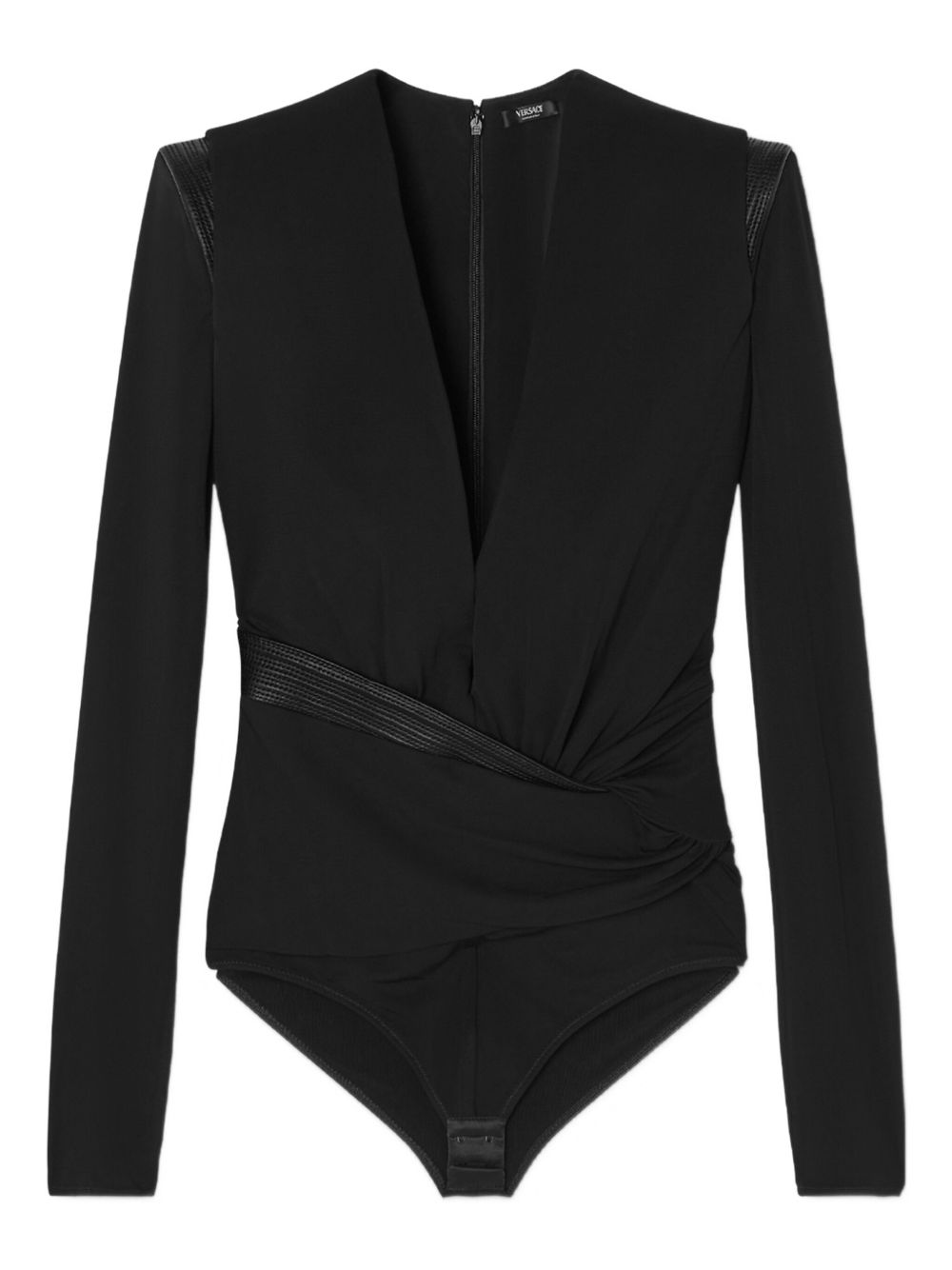 Fitted Bodysuit With Quilted Leather Inserts