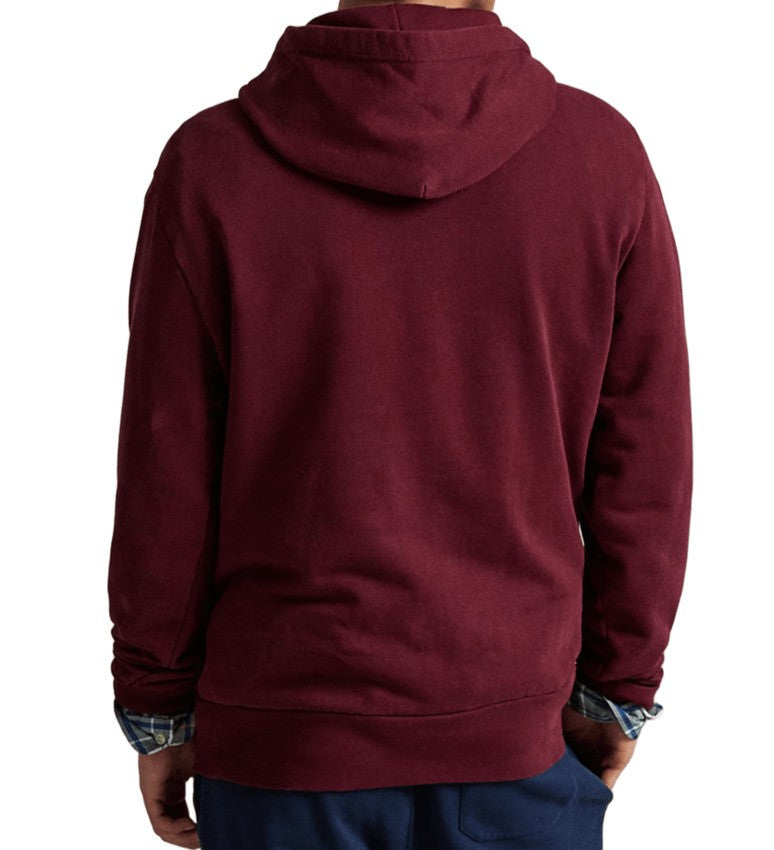 Wine-Hued Hoodie with Plush Loopback Interior