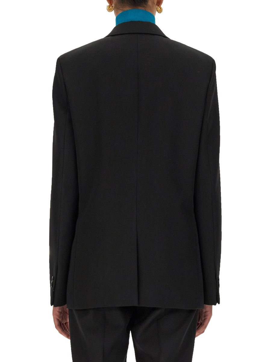 Reversible Single-Breasted Wool Jacket with Distinctive Closure