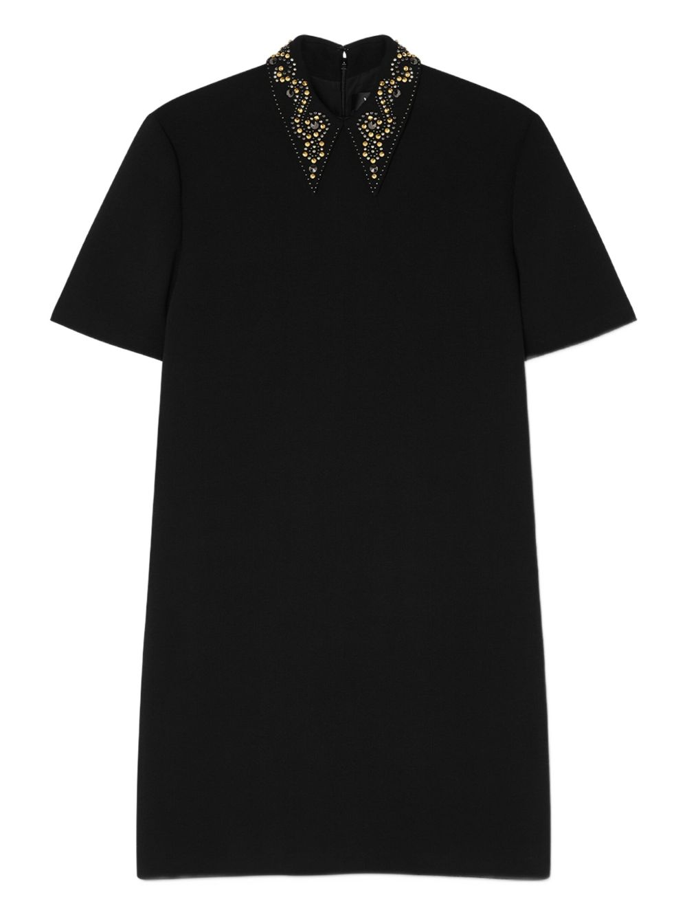 Flared Mini Dress With Stud Embellished Collar