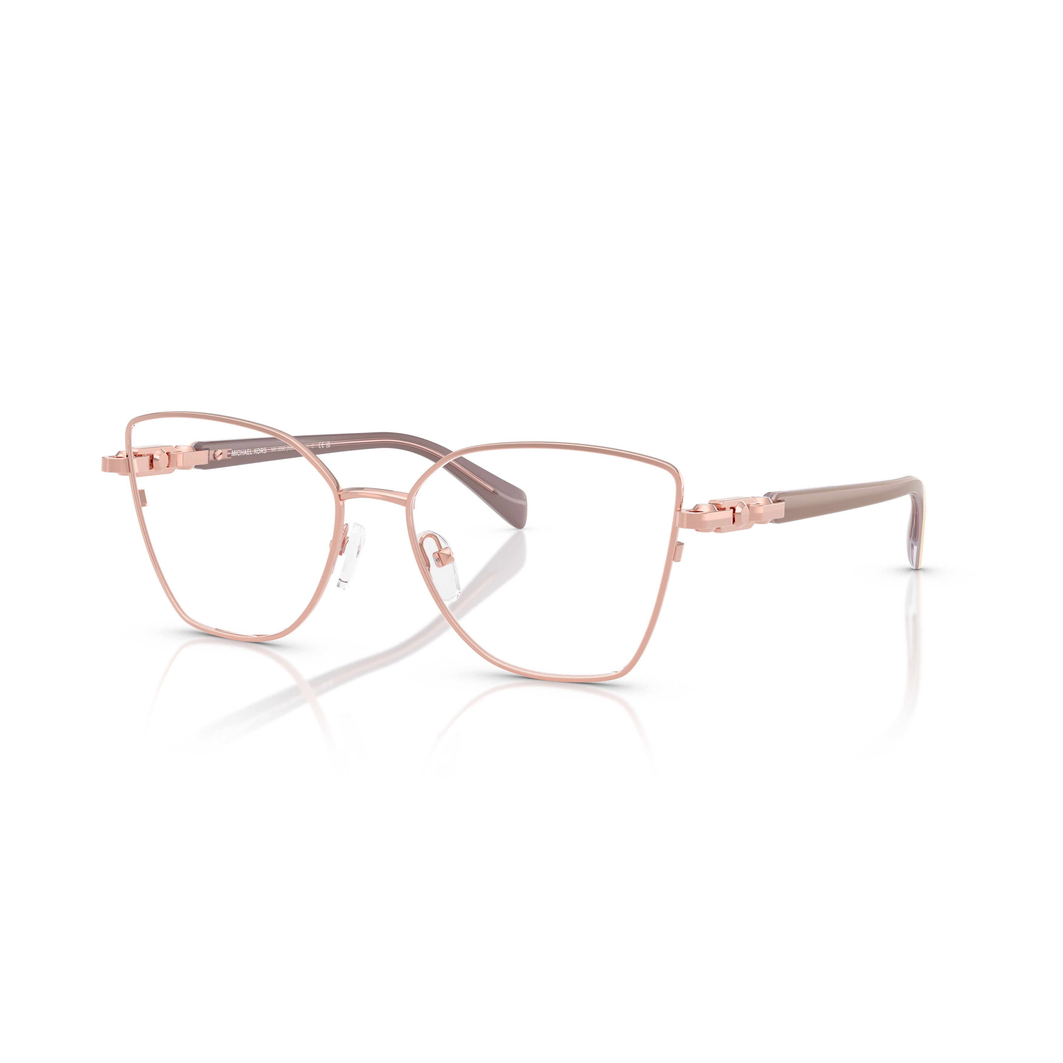 0mk3090 Oversized Geometric Frame Eyeglasses with Rose Gold Finish
