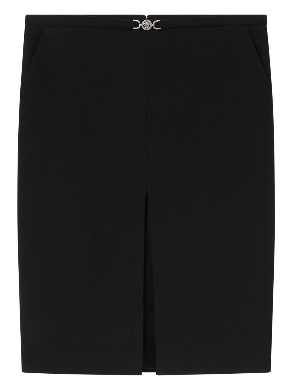 Straight Silk and Nylon Midi Skirt