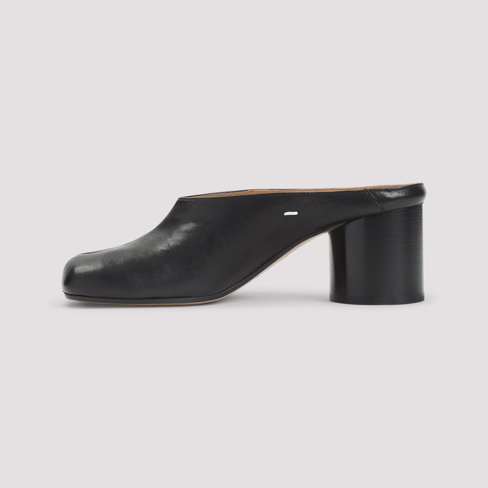Split-Toe Black Leather Mules