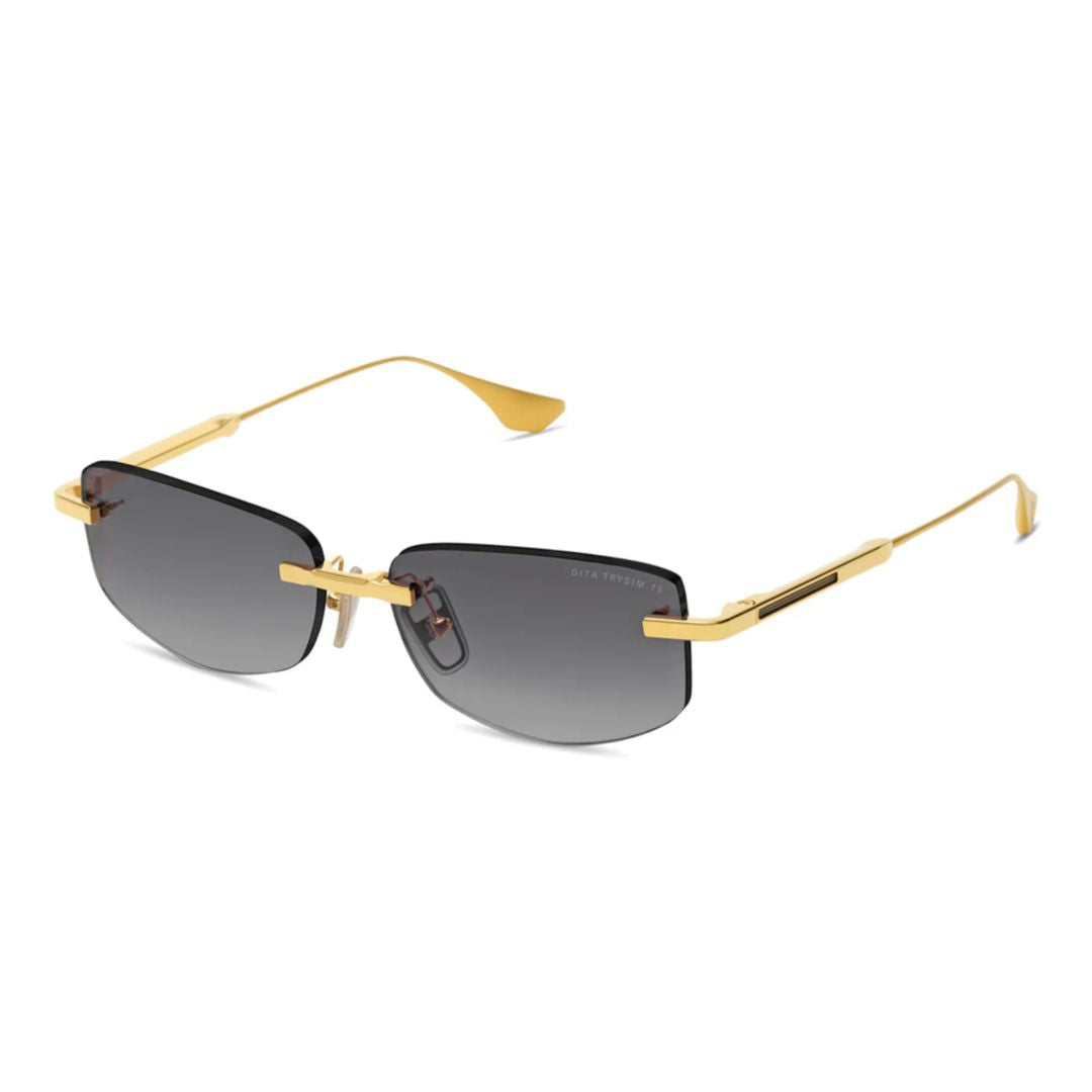 Trysim.75 Rimless Rectangular Sunglasses with Gold-tone Accents