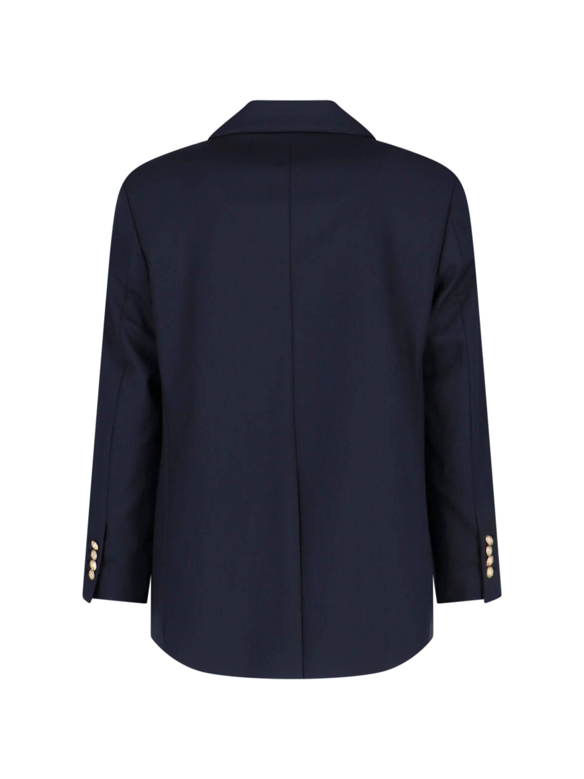 Navy Wool Blend Single-Breasted Blazer