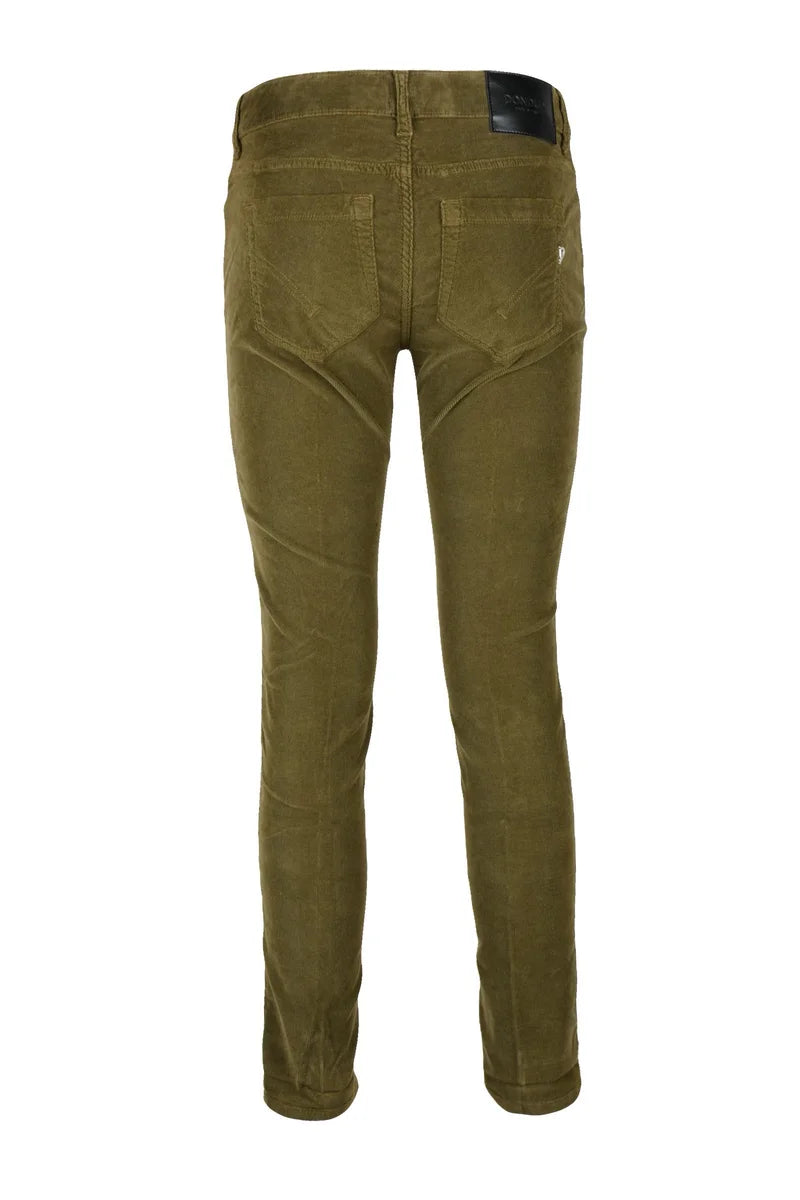 Monroe Velvet Stretch Trousers - Olive Green