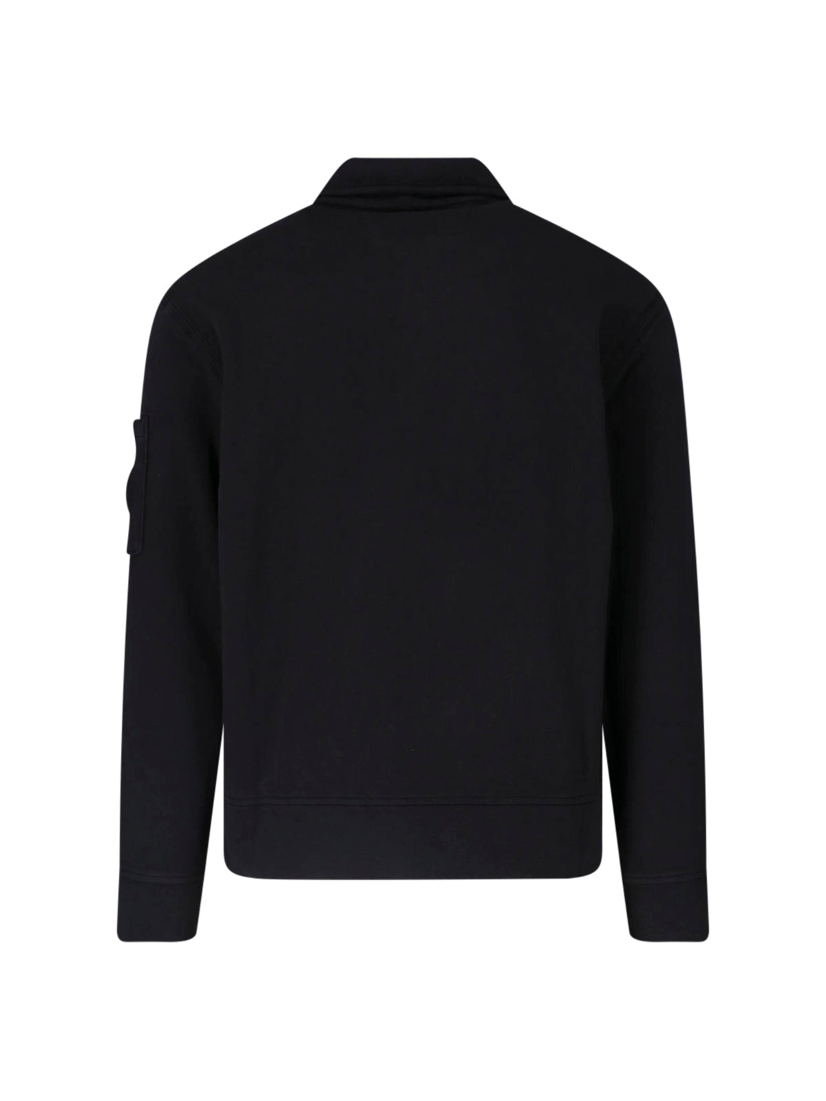 Black Half-Zip Lens Detail Cotton Sweatshirt