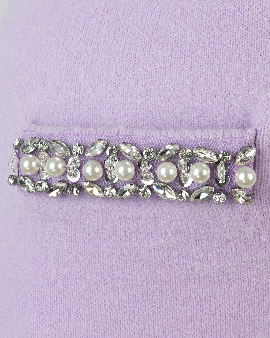 Lilac Knit Skirt With Crystal Trim