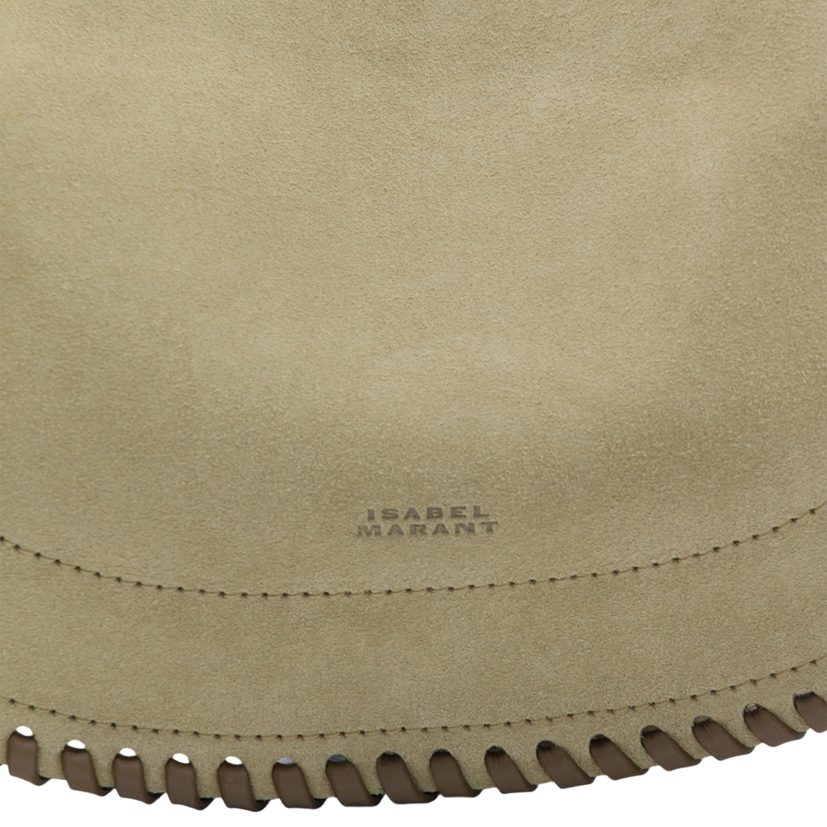 Crescent-Shaped Suede Handbag With Whipstitch Details
