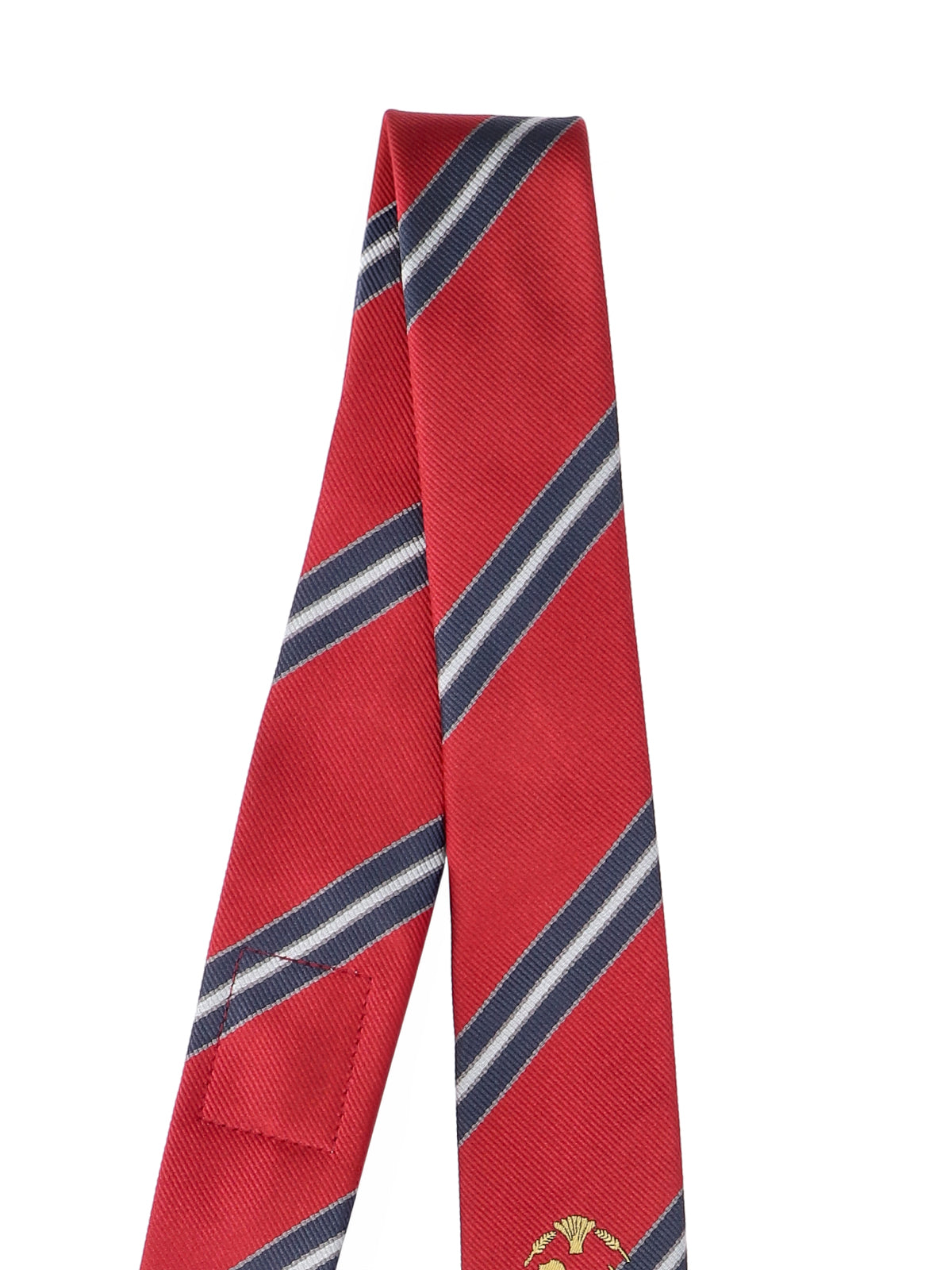 Regimental Stripe Silk Tie with Embroidered Crest