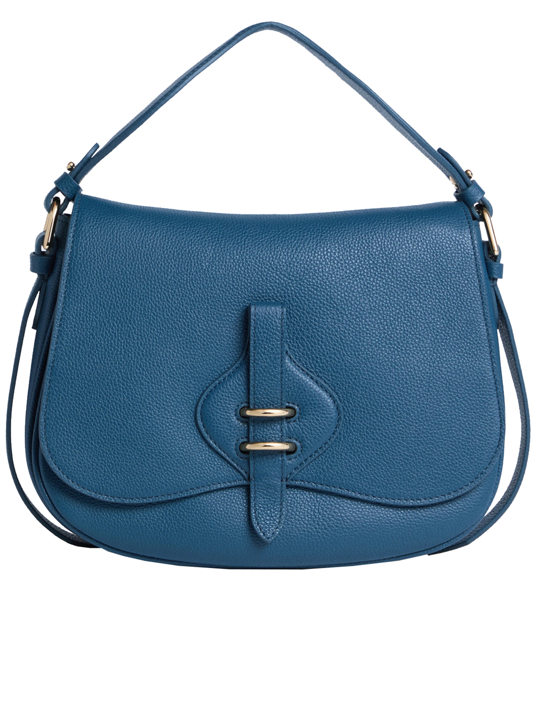 Mavery Structured Blue Leather Handbag