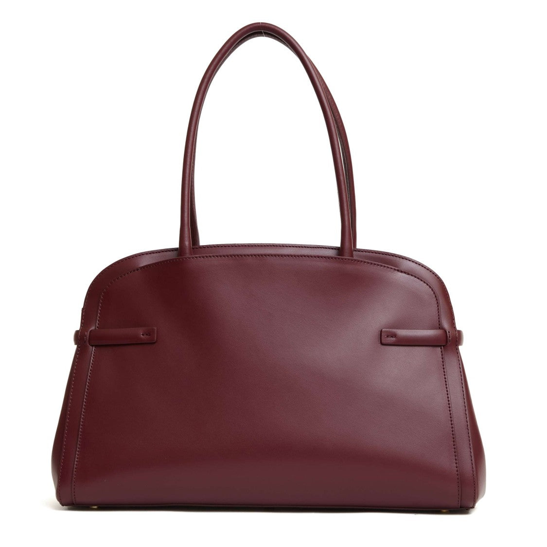 Structured Bordeaux Calf Leather Shoulder Bag