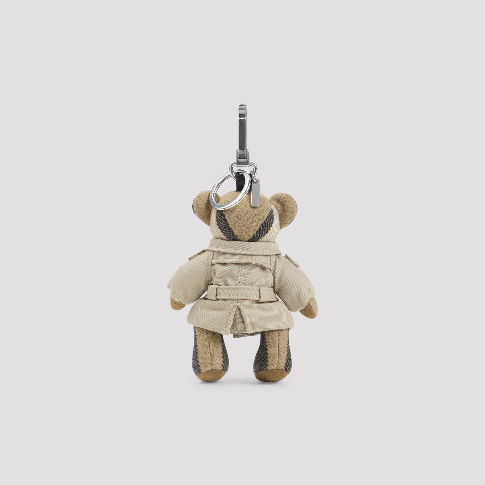 Trench Coat Teddy Bear Keychain in Cashmere