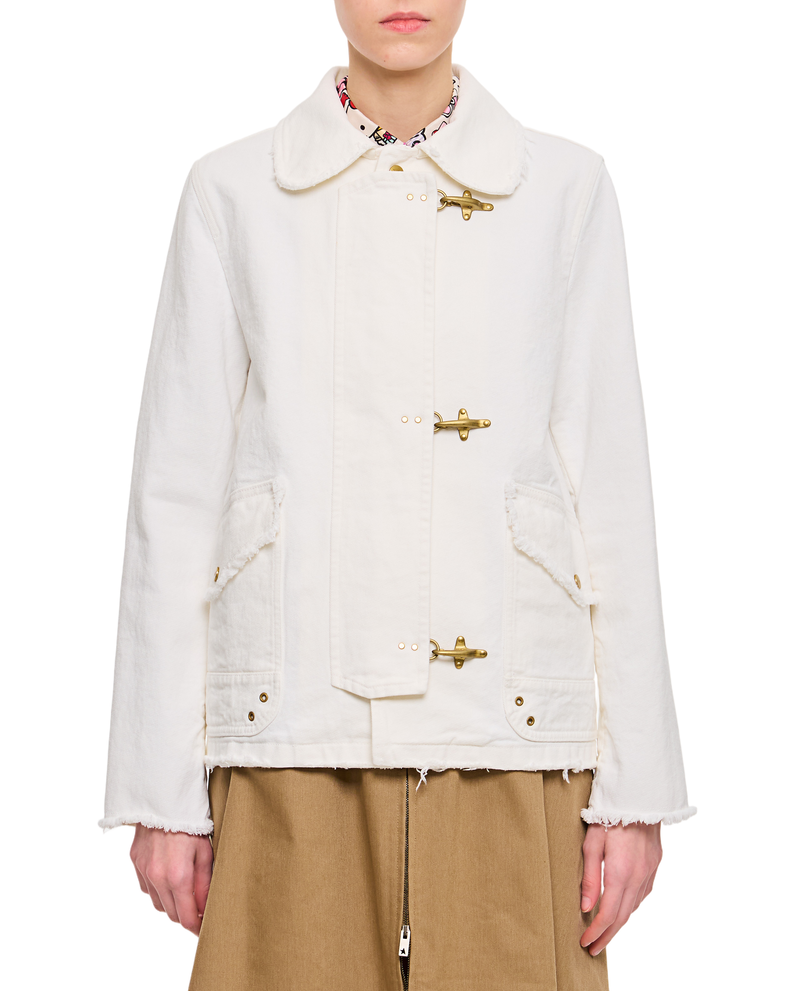 Boxy-Fit Cotton Jacket With Three-Hook Fastening