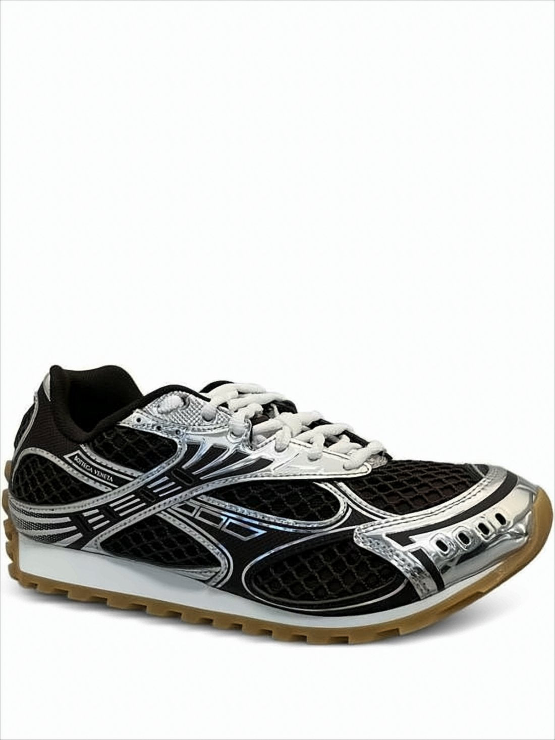 Dynamic Black Mesh Sneakers with Silver Overlays
