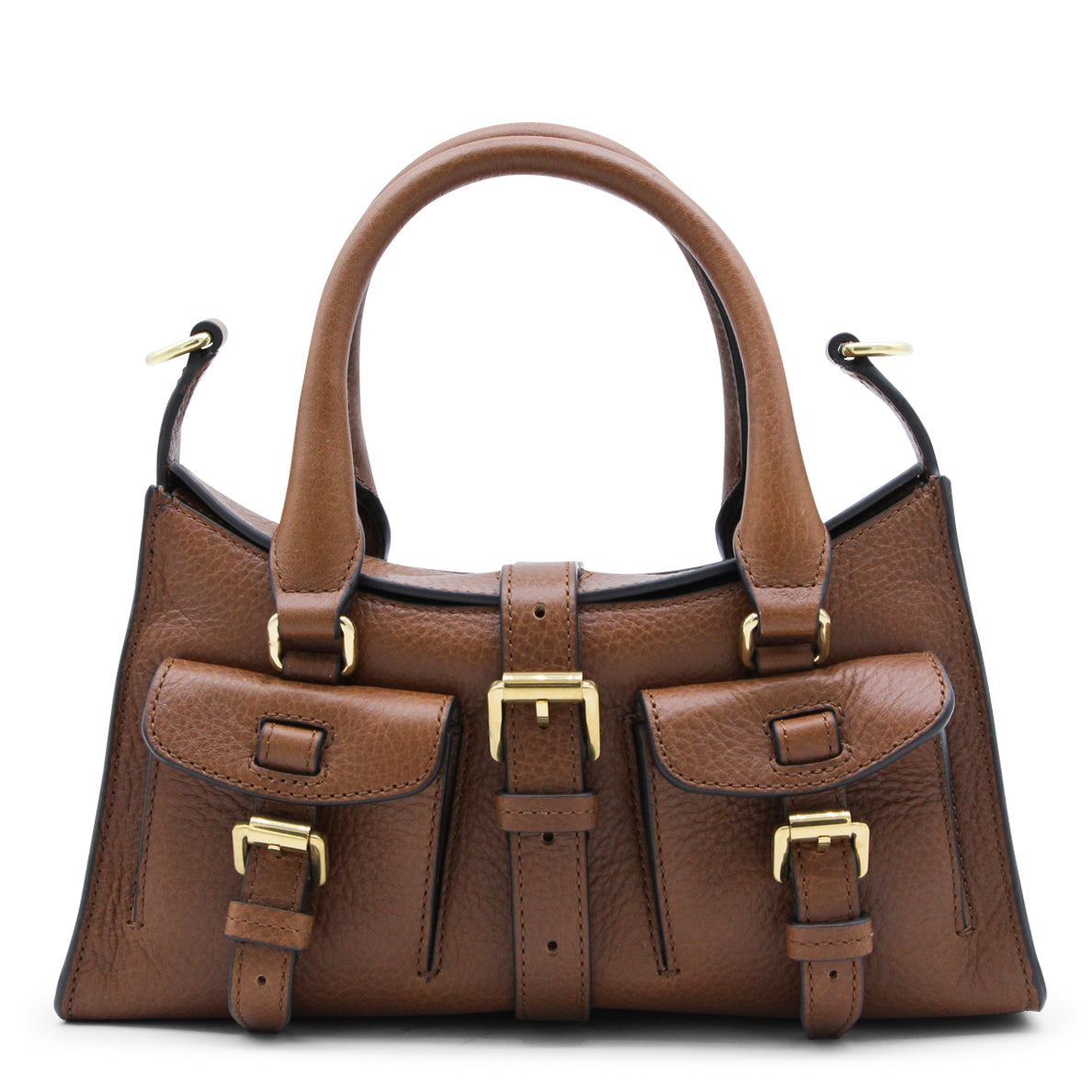 Brown Leather Mini Roxanne Heritage Top Handle Bag