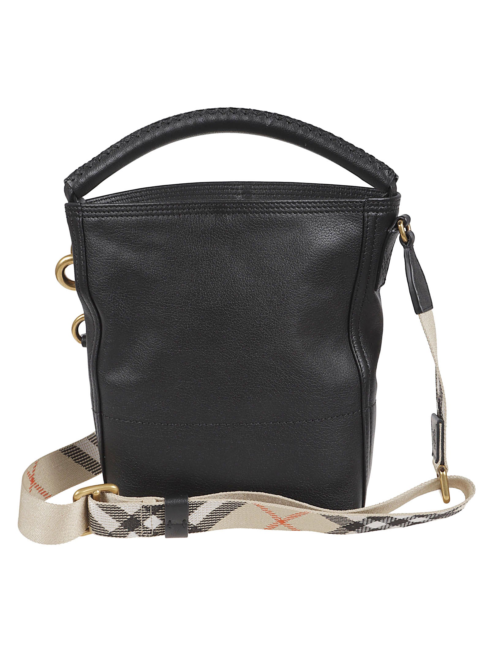 Textured Calf Grain Handbag with Embossed Logo