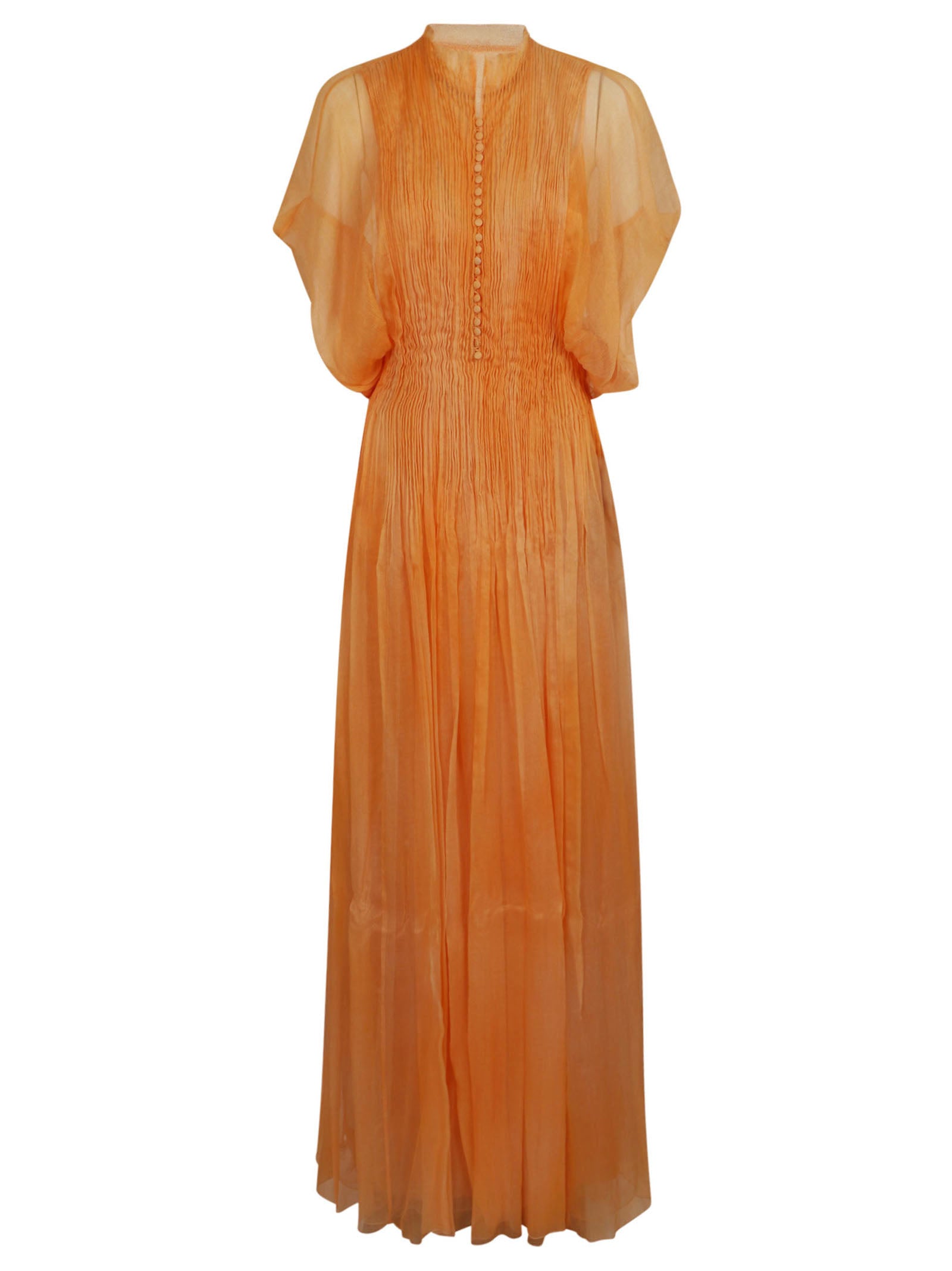 Pleated Silk Midi Dress